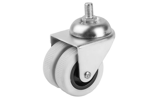Soğutucu Ve Isıtıcı Tekerlek - 50 mm Çift Makaralı Çift Bilyalı Vida Bağlantılı Gri PVC Teker