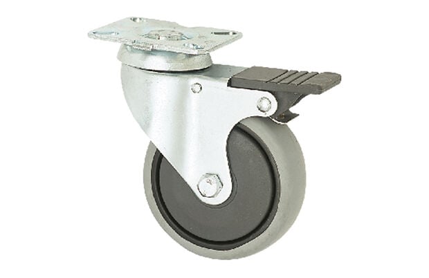 100mm Çaplı Tabla Bağlantılı Frenli Metal Gövde Teker