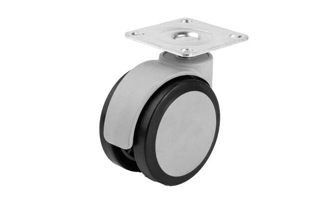 Mobilya Tekerleği - 75mm Çaplı Tabla Bağlantılı Termo Kaplama Gri Teker