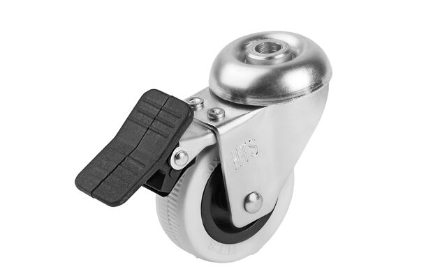 50*20mm Çift Bilyalı Boş Delikli Döner Mobilya Tekerleği Frenli