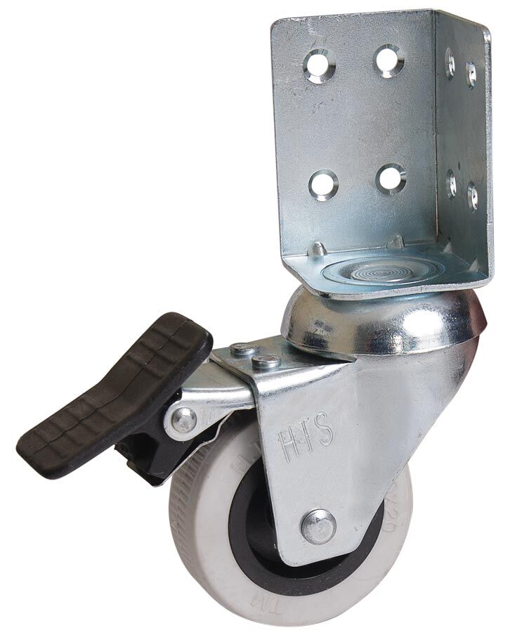 50 mm Çaplı Çift Bilyalı L Köşe Tabla Bağlantılı PVC Teker Frenli