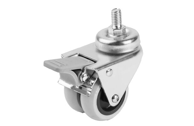 Soğutucu Ve Isıtıcı Tekerlek - 50 mm Çift Makaralı Çift Bilyalı Vida Bağlantılı Gri PVC Teker Frenli