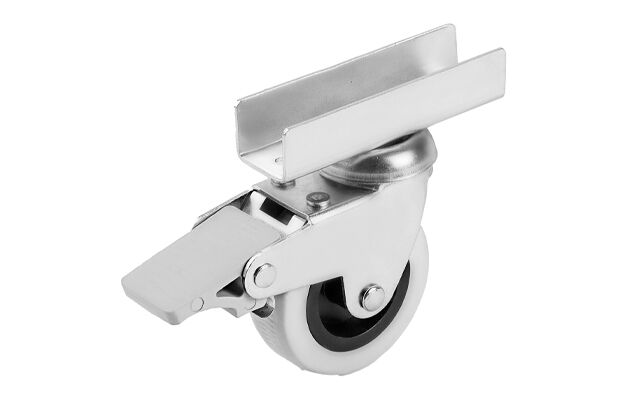 50 mm U Tabla Bağlantılı Frenli Gri Makaralı PVC Kaplama Eko Teker