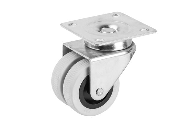 50 mm Çift Makaralı Çift Bilyalı Tabla Bağlantılı Gri PVC Teker