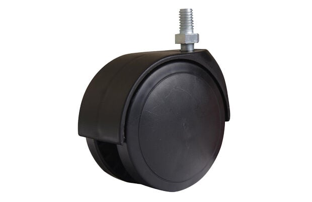 Mobilya Tekerleği - 75mm Çaplı Vida Bağlantılı PP Makaralı Siyah Tekerlek