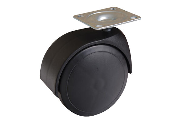 Mobilya Tekerleği - 75mm Çaplı Tabla Bağlantılı PP Makaralı Siyah Tekerlek