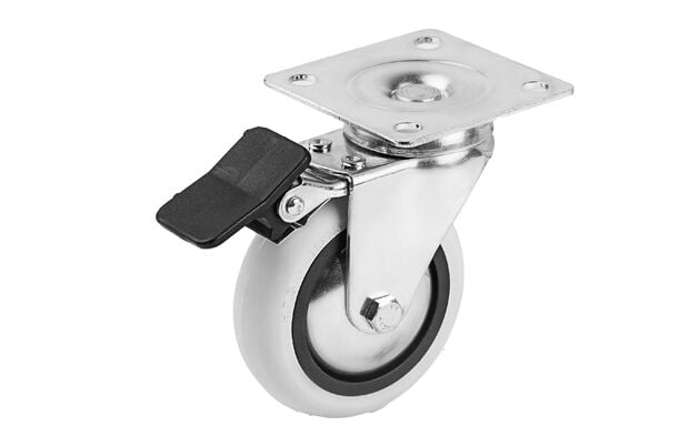 Mobilya Tekerlek-75 *25 mm Tabla Bağlantılı Frenli PVC Teker
