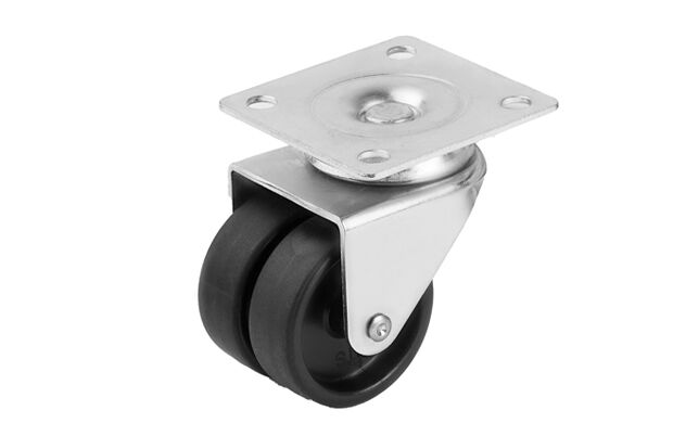 Mobilya Tekerlek-50 mm Tabla Bağlantılı Çift Makaralı Siyah Teker