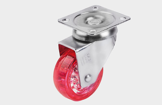50 mm Çaplı Tabla Bağlantılı Şeffaf Kırmızı Makaralı Teker