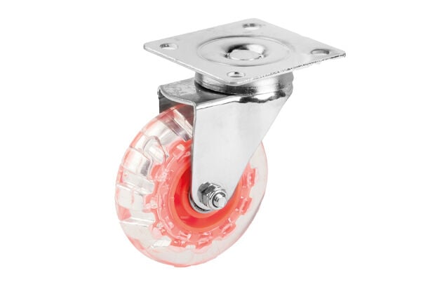 HoReCa Tekerlekleri - 75*25 mm Tabla Bağlantılı Şeffaf Makaralı Teker