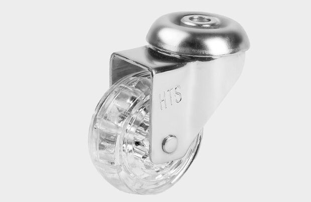50 mm Çaplı Boş Delikli Bağlantılı Şeffaf Makaralı Teker