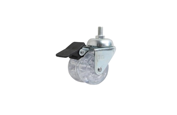 50*20mm Vida Bağlantılı Frenli Şeffaf Çift Makaralı Teker